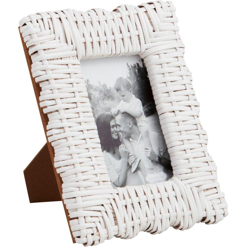 imageMud Pie Small Wht Woven Frame 9quot X 7quot