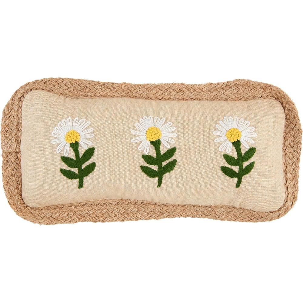 imageMud Pie Three Floral Embroidered Pillow 6quot x 12quot