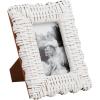 Mud Pie Small Wht Woven Frame; 9″ X 7″