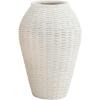 Mud Pie White Resin Basket Weave Vase, Large, 11′ x 7″(White)
