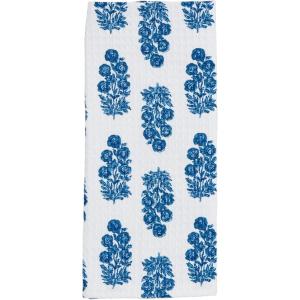 Mud Pie Dianthus Blue Block Towel; 26″ x 16 1/2″