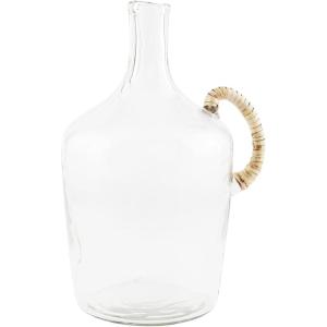 Mud Pie Glass Jug with Wicker Handle, Large, 11.5″ x 8.5″(Large)