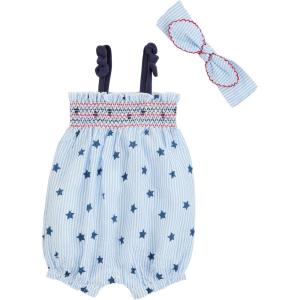 Mud Pie baby-girls Mud Pie Baby Girlprinted Seersucker Romper;(Seersucker)