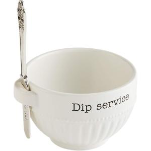Mud Pie Service Bowl Cup Sets, dip 3″ x 4 1/2″ dia | spreader 5 1/2″, White