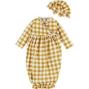Mud Pie baby-girls Long Sleeves(Mustard Gingham)