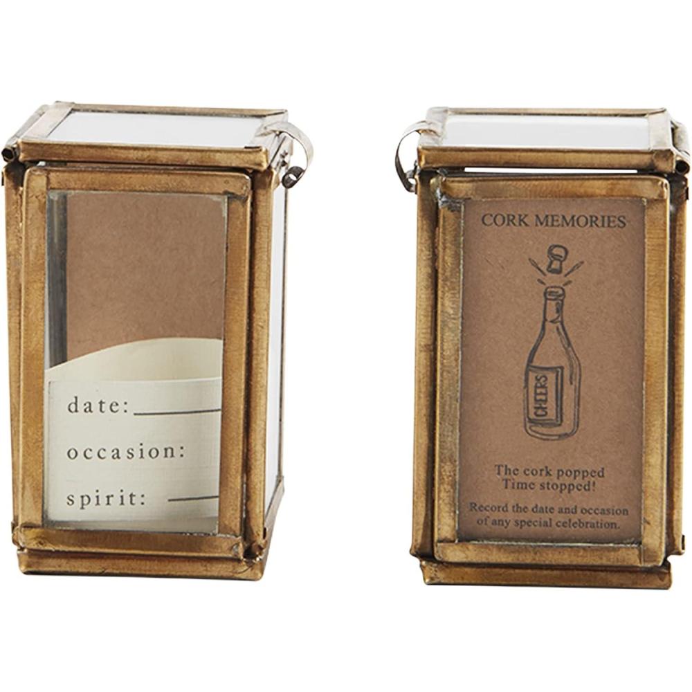 imageMud Pie Wine Cork Display Box Silver 225quot x 125quotGold