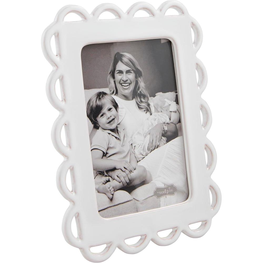 imageMud Pie Ceramic Scallop Frame Small 825quot x 633quot