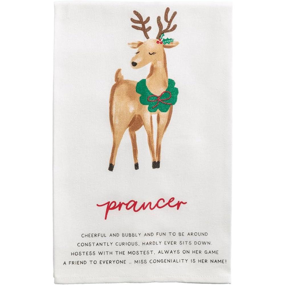 imageMud Pie Christmas Dancer Reindeer Poem TowelPrancer