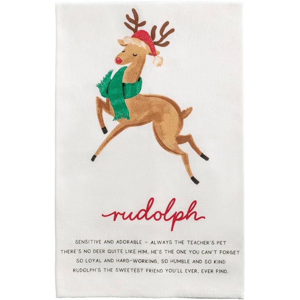imageMud Pie Christmas Dancer Reindeer Poem TowelRudolph