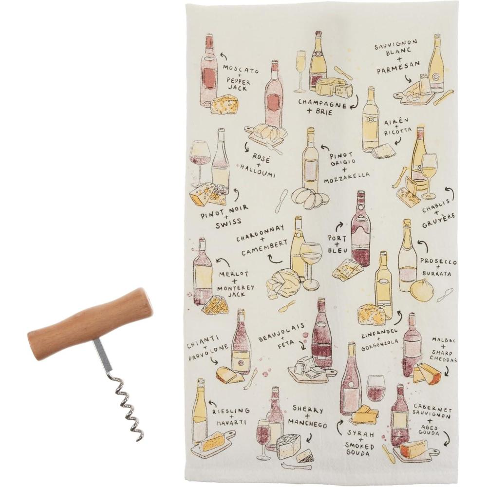imageMud Pie Wine Print Towel Towel 24quot x 15quot Fork 4 14quot