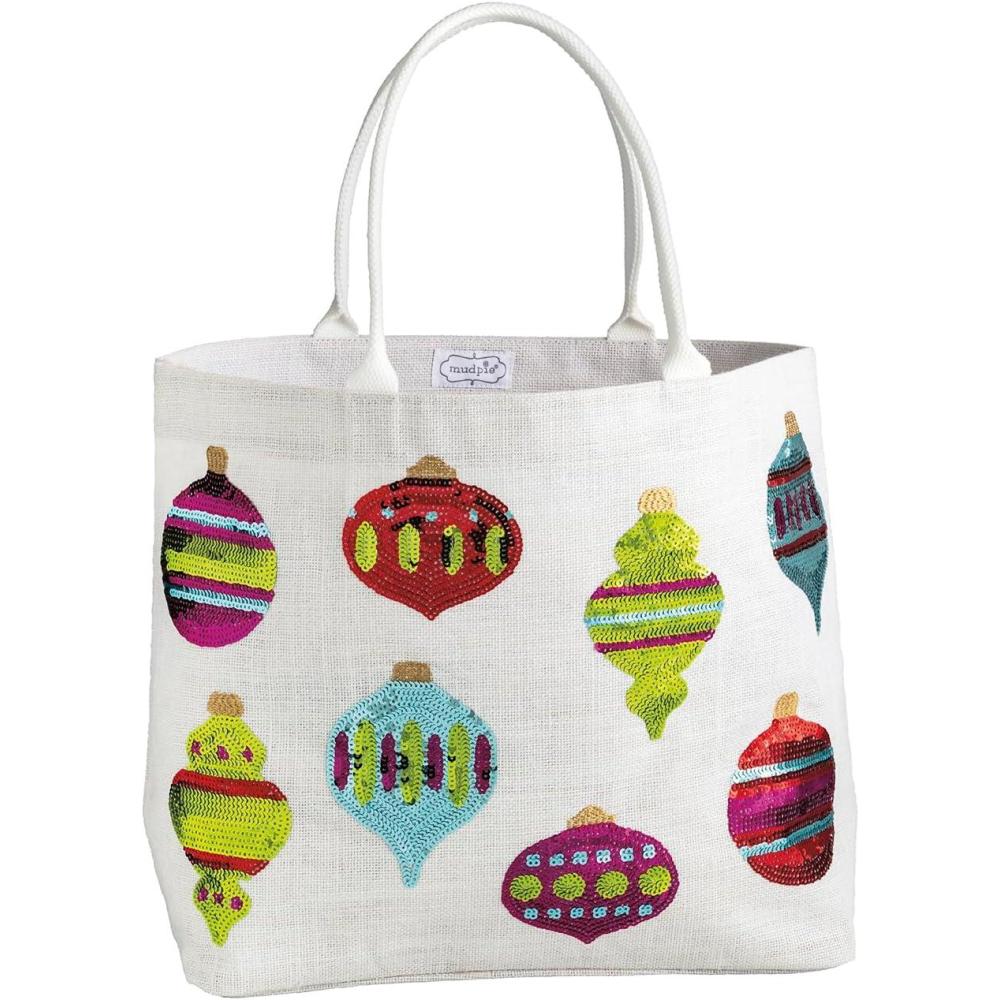 imageMud Pie womens Mud Pie Womens Holiday Sparkle ToteWhite