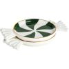 Mud Pie Christmas Green Peppermint Tidbit Plate Set of 2(Green)