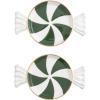 Mud Pie Christmas Green Peppermint Tidbit Plate Set of 2(Green)
