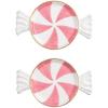 Mud Pie Christmas Green Peppermint Tidbit Plate Set of 2(Pink)