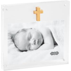 Mud Pie Acrylic Frame With Gold Cross; 6 1/2″ x 7″