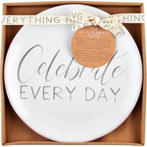 Mud Pie Celebrate Every Day Plate, White, 11.5″ dia