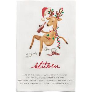 Mud Pie Christmas Dancer Reindeer Poem Towel(Blitzen)