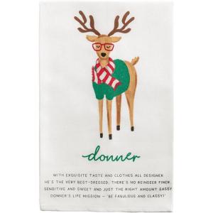 Mud Pie Christmas Dancer Reindeer Poem Towel(Donner)