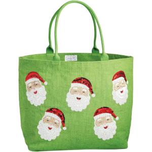 Mud Pie womens Mud Pie Women’s Holiday Classic Sparkle Tote(Green)