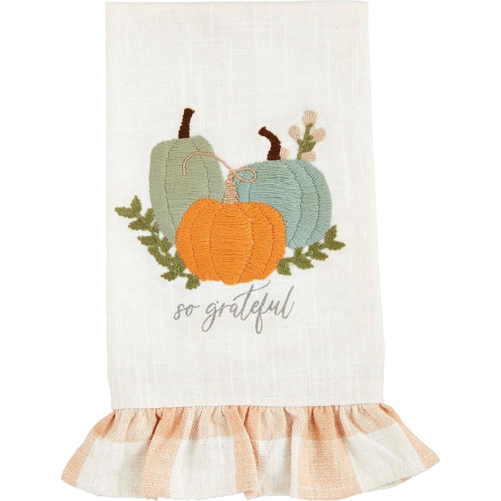 imageMud Pie Pumpkin Hand Towel Three 14quot x 21quotThree