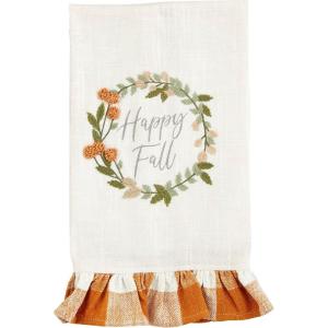 Mud Pie Pumpkin Hand Towel, Three, 14″ x 21″(Wreath)