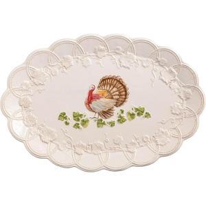Mud Pie Thanksgiving Turkey Platter(White)