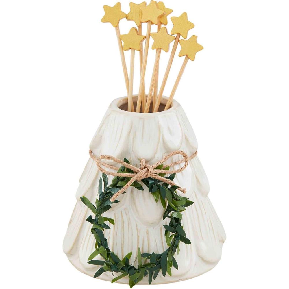 imageMud Pie Christmas Toothpick Holder Tree caddy approx 3quot x 3quot dia toothpick approx 3 12quotTree