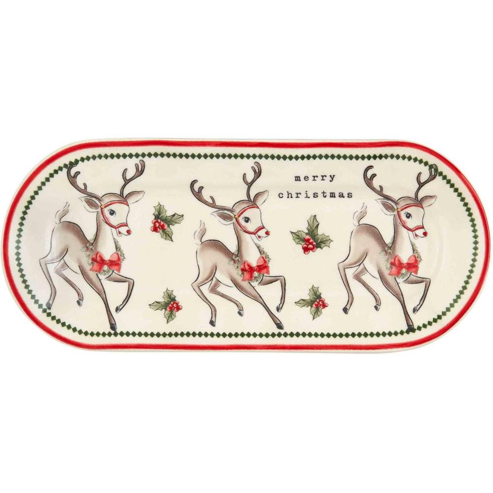 imageMud Pie Everything Christmas Plate Reindeer Vintage 4quot x 9quot