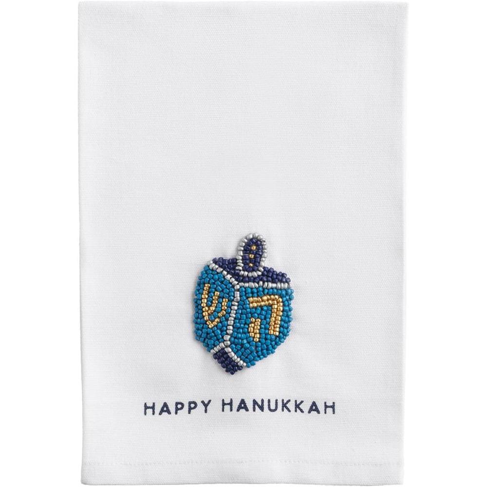 imageMud Pie Hanukkah Dreidal Beaded Hanukkah Towel