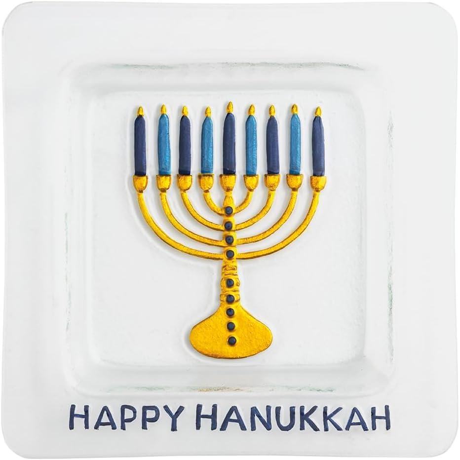 imageMud Pie Hanukkah Menorah Glass Plate