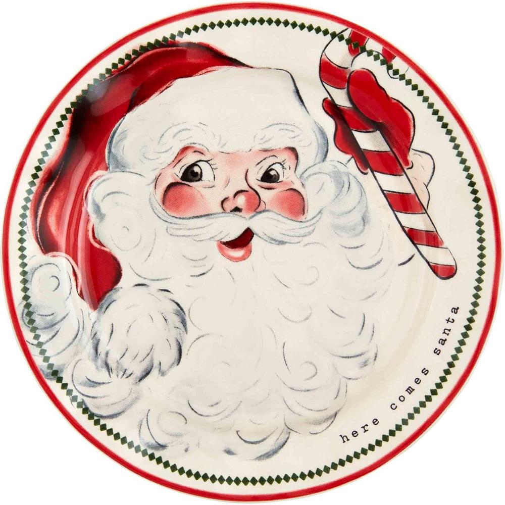 imageMud Pie Santa Salad Christmas Plate Candy Cane 8quot diaCandy Cane