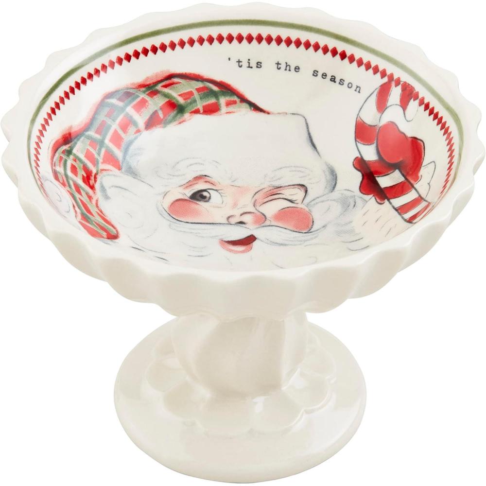 imageMud Pie Vintage Christmas Candy Dish Santa 4 12quot x 5 12quot dia