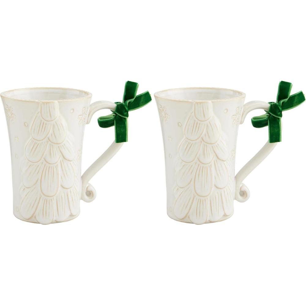 imageMud Pie White Christmas Mug Tree 12 oz12 Ounces Pack of 2