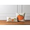 Mud Pie Thanksgiving Lumbar French Knot Pumpkin Pillow, 10″ x 21″, White