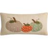 Mud Pie Thanksgiving Lumbar French Knot Pumpkin Pillow, 10″ x 21″, White