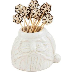Mud Pie Christmas Toothpick Holder, Tree; caddy approx 3″ x 3″ dia | toothpick approx 3 1/2″(Santa)