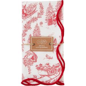 Mud Pie Embroidery Check Napkin, Toile, 18″ x 18″