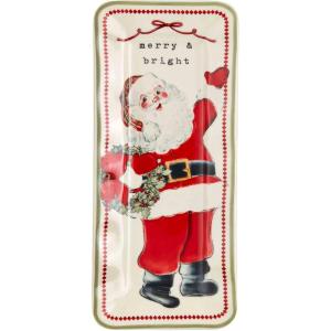 Mud Pie Everything Christmas Plate, Santa Vintage, 4″ x 9″(Santa Vintage)