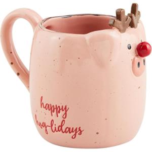 Mud Pie Farm Animal Christmas Mug, Pig, 12 oz