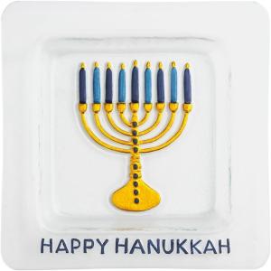 Mud Pie Hanukkah Menorah Glass Plate