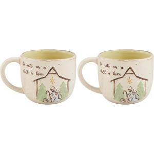 Mud Pie Nativity Church Mug, For, 15 oz(15 Ounces (Pack of 2))