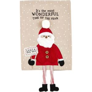 Mud Pie Santa Christmas Dangle Leg Towel, 26″ x 16 1/2″, Small