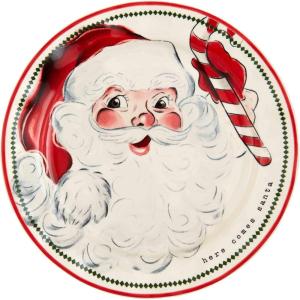 Mud Pie Santa Salad Christmas Plate, Candy Cane, 8″ dia(Candy Cane)
