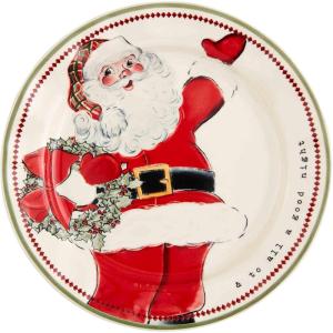 Mud Pie Santa Salad Christmas Plate, Candy Cane, 8″ dia(Wreath)