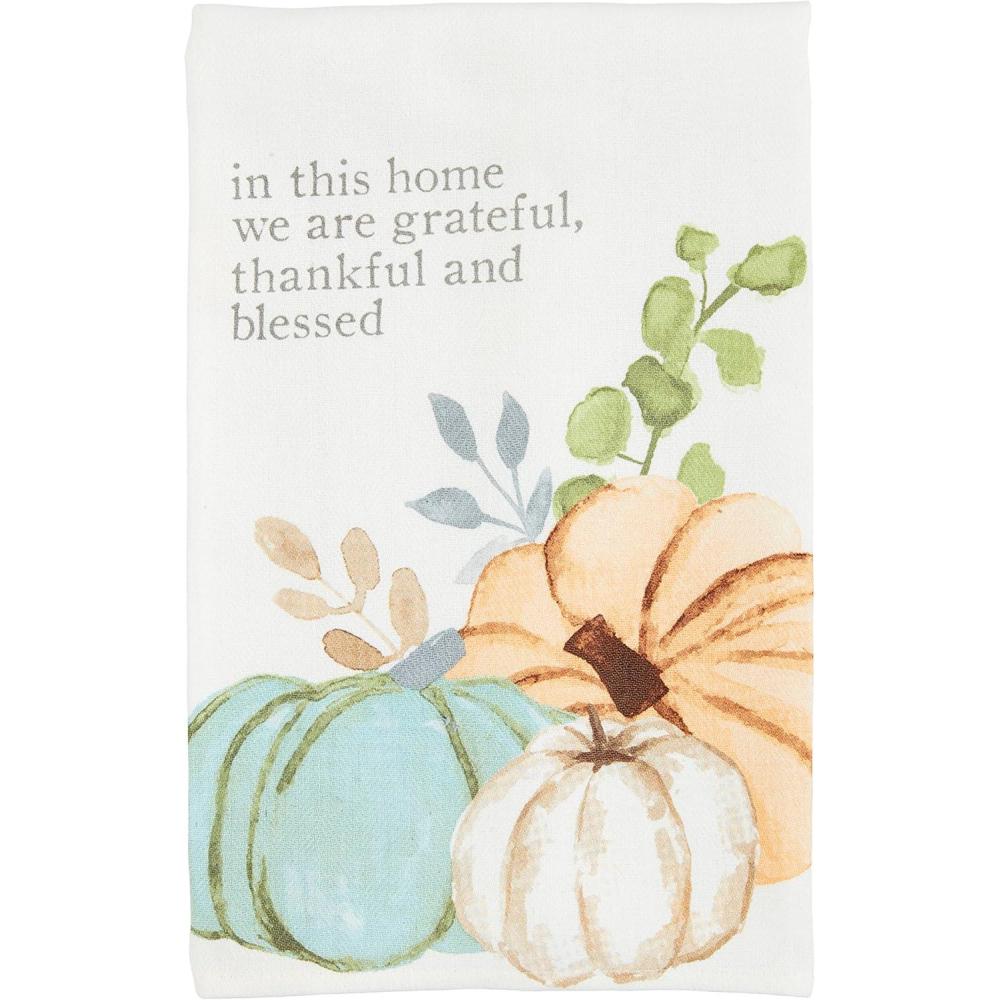 imageMud Pie Christmas Hand Towel Wreath Santa 16 12quot x 26quotGrateful Thanksful