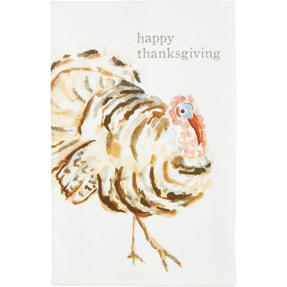 imageMud Pie Christmas Hand Towel Wreath Santa 16 12quot x 26quotHappy Thanksgiving