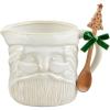 Mud Pie White Christmas Santa Pitcher; pitcher 70 oz | spoon 8″