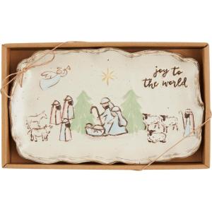 Mud Pie Boxed Nativity Plate; 6″ x 9 3/4″