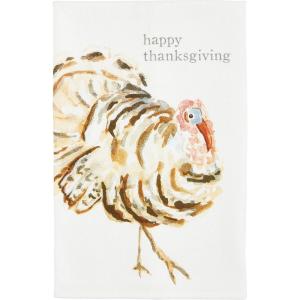 Mud Pie Christmas Hand Towel, Wreath Santa, 16 1/2″ x 26″(Happy Thanksgiving)