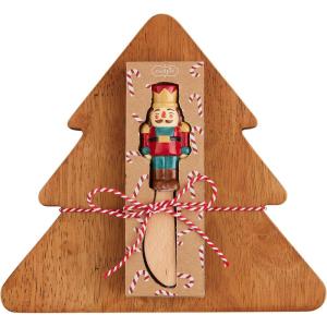 Mud Pie Tree Board Set, Nutcracker, board 7 3/4″ x 8 3/4″ | spreader 5″
